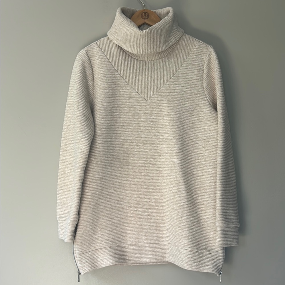Lole Cali Tunic Sweater Ribbed Heathered Oatmeal Size‎ Medium Minimalist Neutral